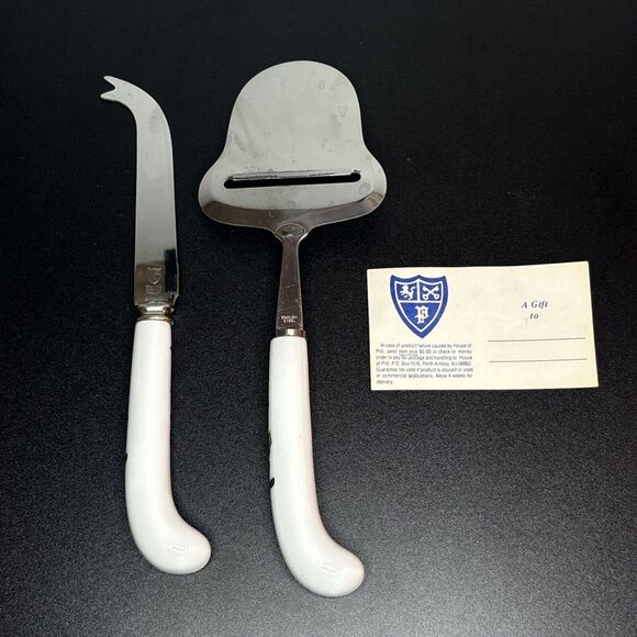 House of Prill Sheffield 2 Piece Cheese Set Knife Slicer England Christmas Holly - Picture 3 of 6